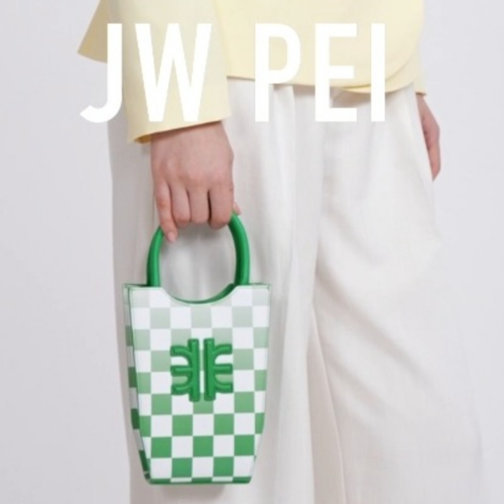 JW PEI Green Checkerboard Phone Crossbody Mini Bag Vegan Trendy IT Bag - Picture 6 of 12